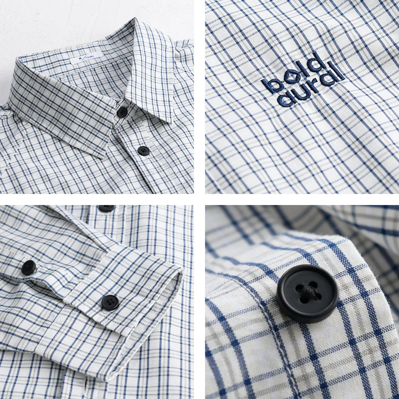 Herren Baumwoll-Overshirt mit feinem Gitterkaro und Kentkragen Nord Taschen
