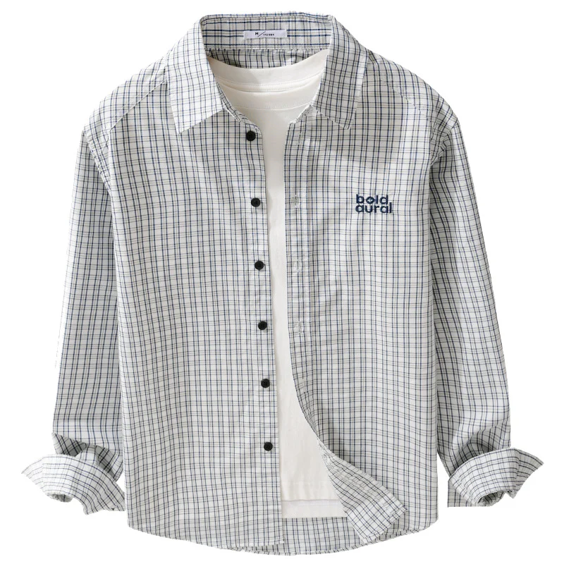 Herren Baumwoll-Overshirt mit feinem Gitterkaro und Kentkragen Nord Taschen