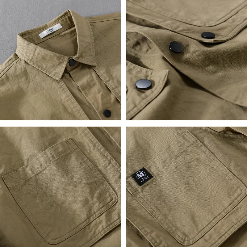 Herren Baumwoll-Overshirt mit Druckknopfleiste, Doppel-Brusttaschen und relaxed Fit Nord Taschen