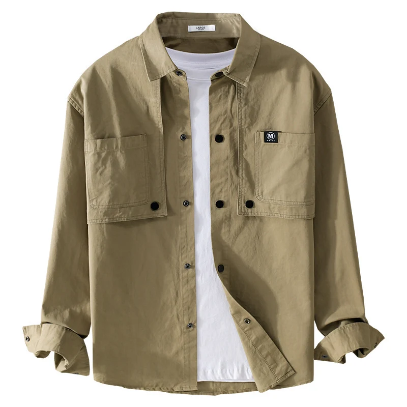 Herren Baumwoll-Overshirt mit Druckknopfleiste, Doppel-Brusttaschen und relaxed Fit Nord Taschen