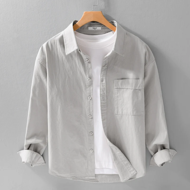 Herren Baumwoll-Overshirt im Relaxed-Fit mit aufgesetzter Brusttasche Nord Taschen