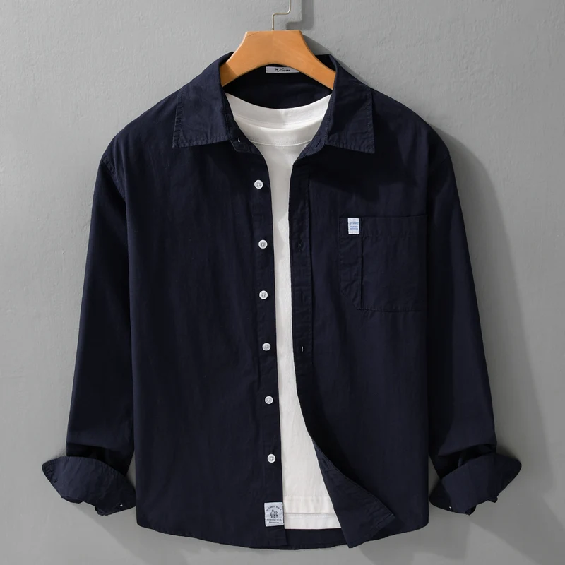 Herren Baumwoll-Overshirt im Layering‑Look mit Kentkragen und aufgesetzter Brusttasche Nord Taschen