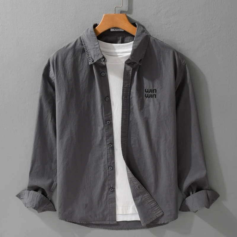 Herren Baumwoll-Overshirt-Hemdjacke mit dezenter Logo-Stickerei und entspanntem Schnitt Nord Taschen