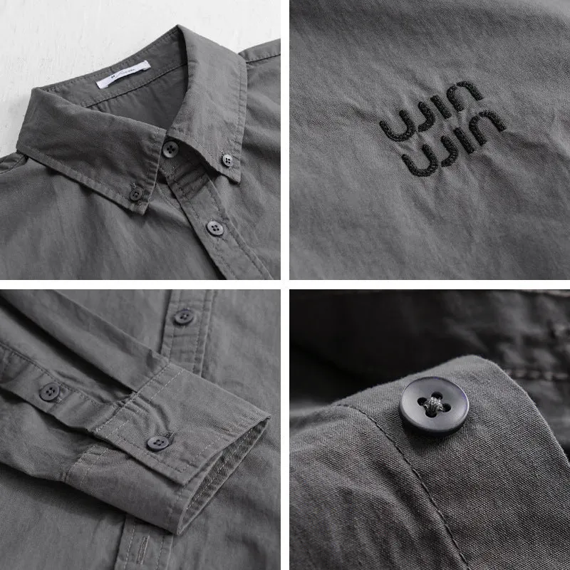 Herren Baumwoll-Overshirt-Hemdjacke mit dezenter Logo-Stickerei und entspanntem Schnitt Nord Taschen