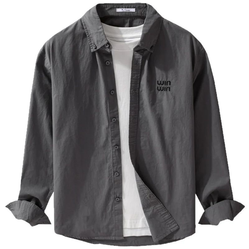 Herren Baumwoll-Overshirt-Hemdjacke mit dezenter Logo-Stickerei und entspanntem Schnitt Nord Taschen
