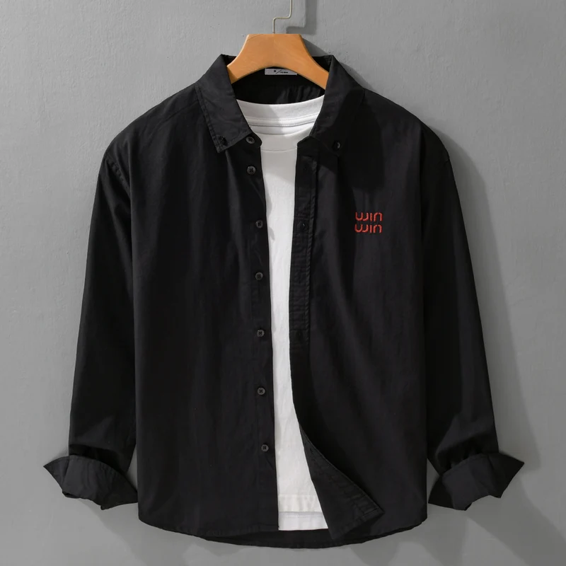 Herren Baumwoll-Overshirt-Hemdjacke mit dezenter Logo-Stickerei und entspanntem Schnitt Nord Taschen