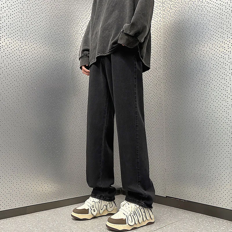 Herren Weite Vintage-Denim-Hose im Baggy‑Straßenstyle mit vorderer Bügelfalte Nord Taschen