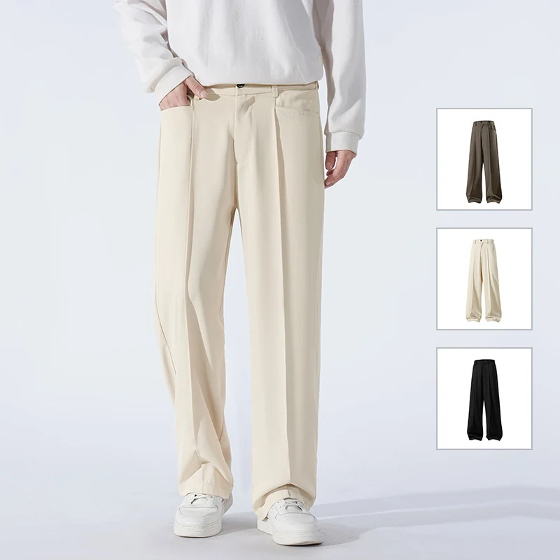 Herren Weite Crêpe‑Hose mit Bundfalte und gerader Bügelfalte Nord Taschen
