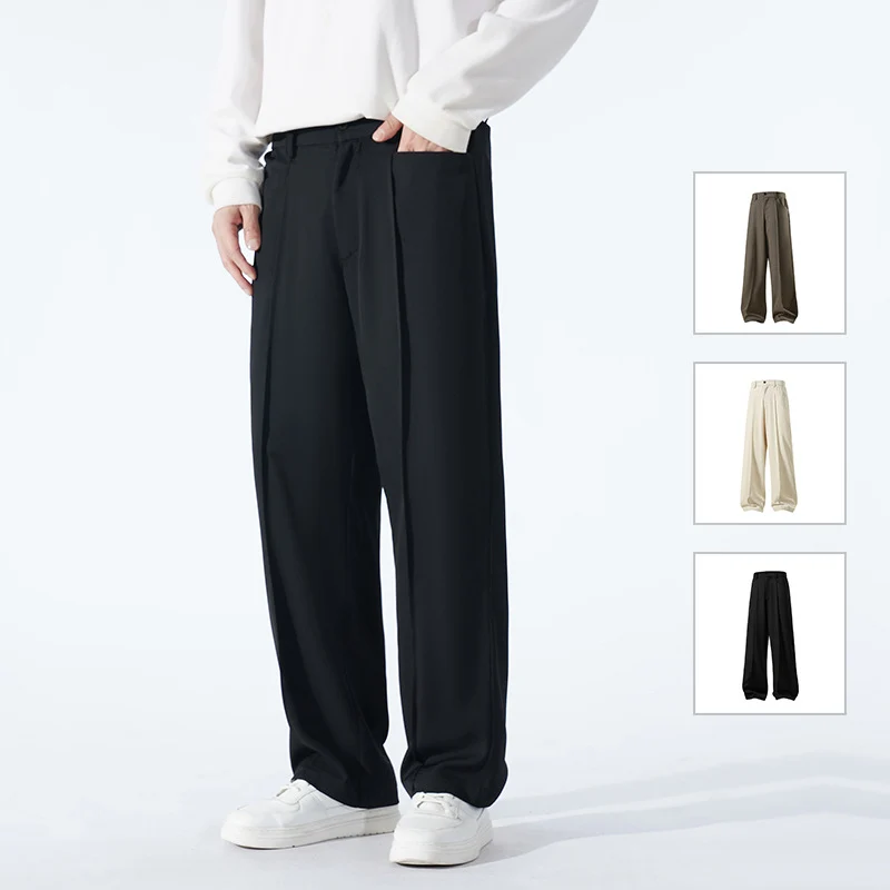 Herren Weite Crêpe‑Hose mit Bundfalte und gerader Bügelfalte Nord Taschen