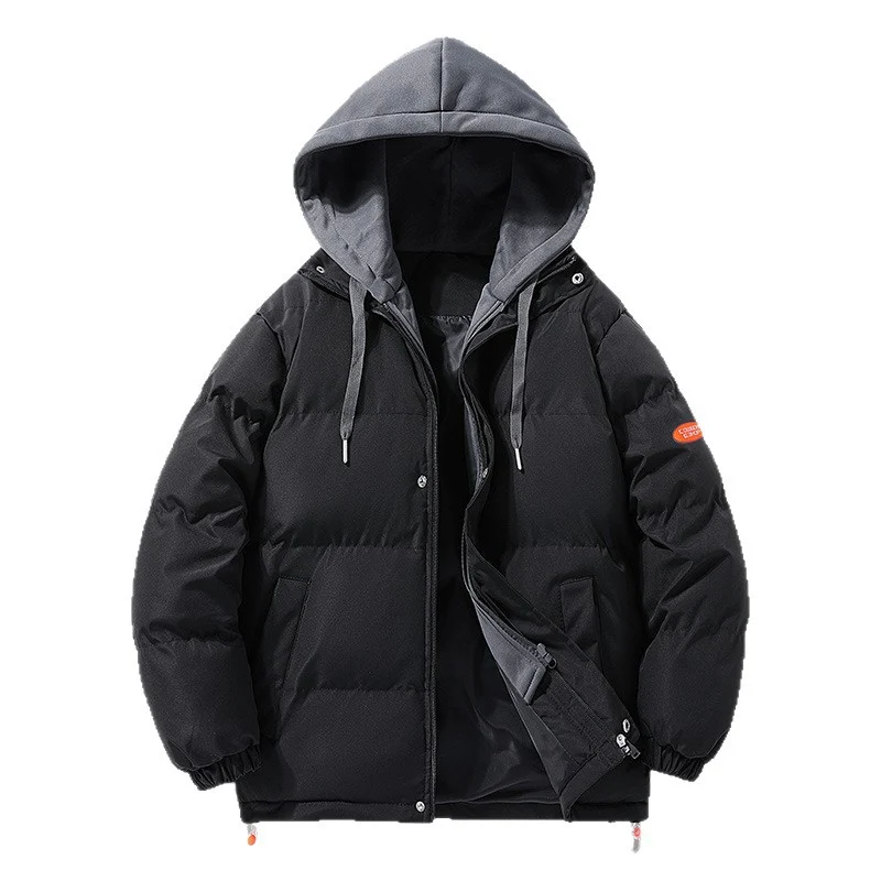 Herren Wattierte Pufferjacke mit kontrastfarbener Kapuze, winddichter Außenhülle und Kordelzug Nord Taschen