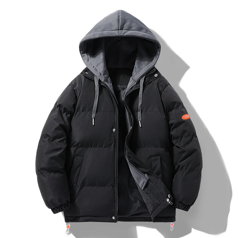 Herren Wattierte Pufferjacke mit kontrastfarbener Kapuze, winddichter Außenhülle und Kordelzug Nord Taschen
