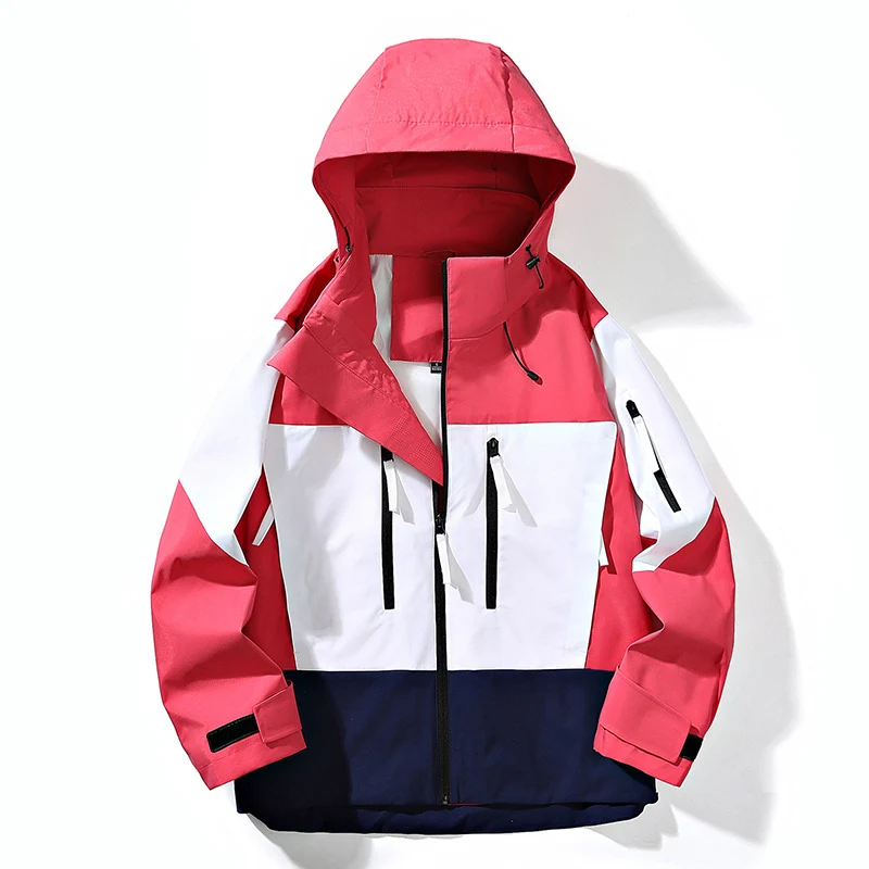 Herren Wasserabweisende Colorblock-Outdoorjacke mit Kapuze, Mehrfach-Reißverschlusstaschen und verstellbaren Bündchen Nord Taschen