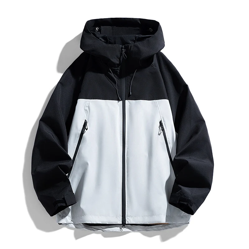 Herren Technische Kapuzen-Utilityjacke mit Kontrastpaneelen und wasserabweisender Membran Nord Taschen
