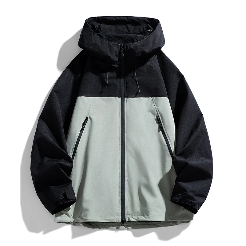Herren Technische Kapuzen-Utilityjacke mit Kontrastpaneelen und wasserabweisender Membran Nord Taschen