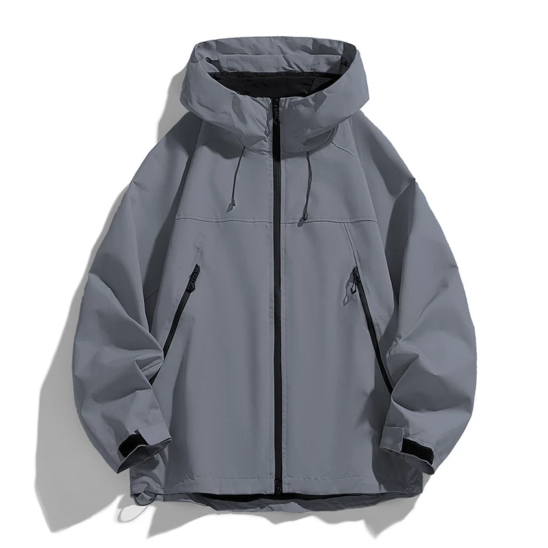 Herren Technische Kapuzen-Utilityjacke mit Kontrastpaneelen und wasserabweisender Membran Nord Taschen