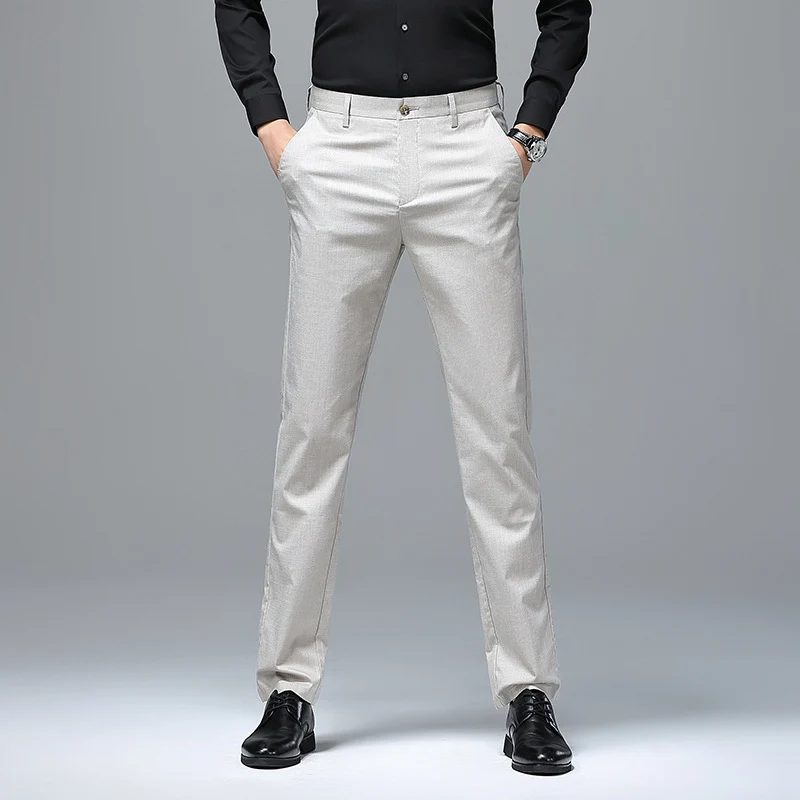 Herren Schmale Chino-Businesshose mit Bügelfalte und leichtem Stretch Nord Taschen