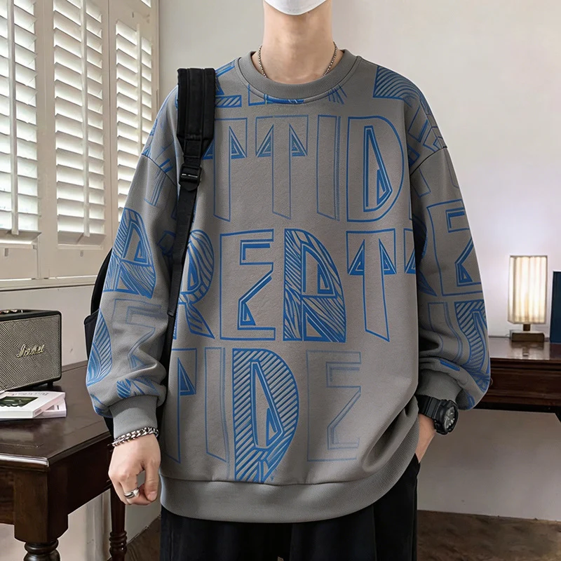 Herren Oversized-Sweatshirt mit großflächigem Lettering-Print und geripptem Saum Nord Taschen