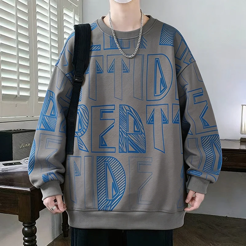 Herren Oversized-Sweatshirt mit großflächigem Lettering-Print und geripptem Saum Nord Taschen