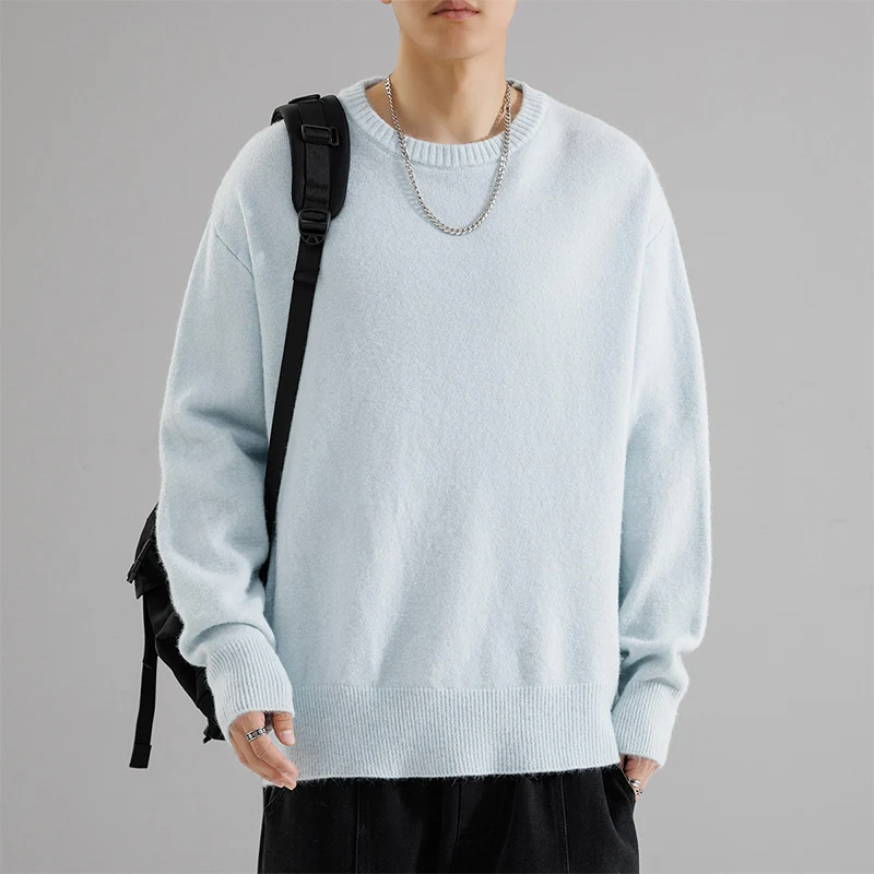 Herren Oversize Rundhalspullover aus weichem Feinstrick Nord Taschen
