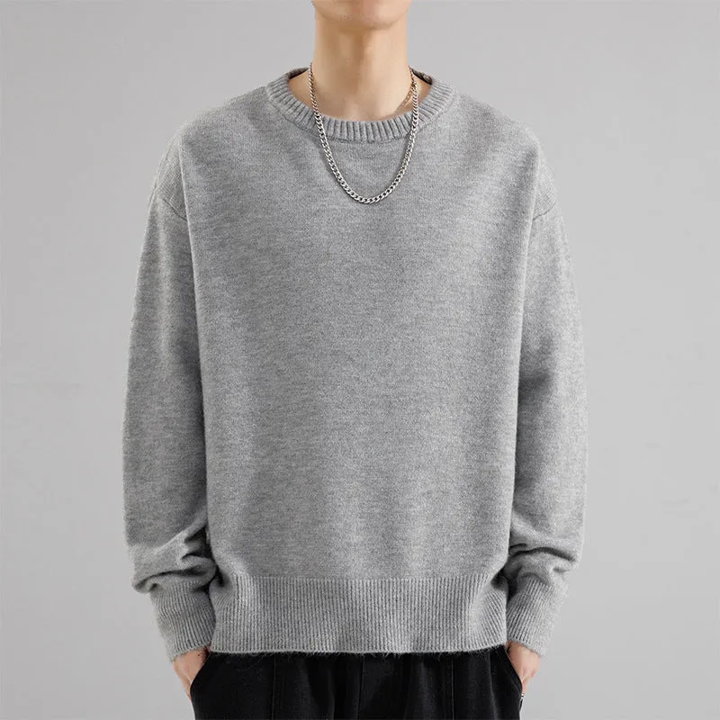 Herren Oversize Rundhalspullover aus weichem Feinstrick Nord Taschen