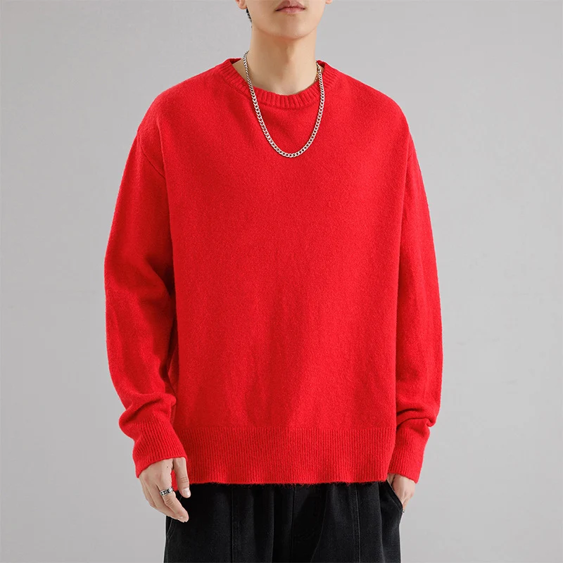 Herren Oversize Rundhalspullover aus weichem Feinstrick Nord Taschen