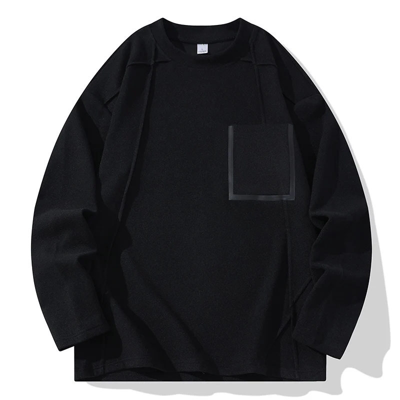 Herren Oversize-Langarmshirt aus strukturierter Baumwollmischung mit Brusttaschen-Detail Nord Taschen