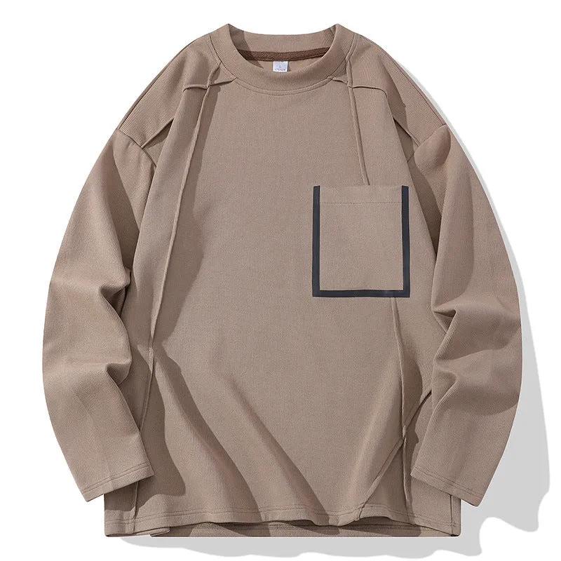 Herren Oversize-Langarmshirt aus strukturierter Baumwollmischung mit Brusttaschen-Detail Nord Taschen