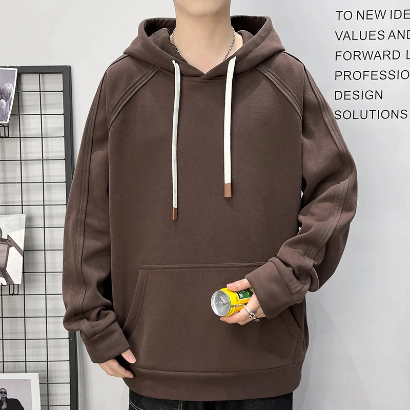 Herren Oversize Kapuzenpullover mit Kängurutasche Raglanärmeln und extra langen Kordeln Nord Taschen