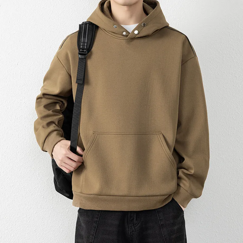 Herren Oversize-Kapuzenpullover mit Kängurutasche & Druckknopf-Hals Nord Taschen