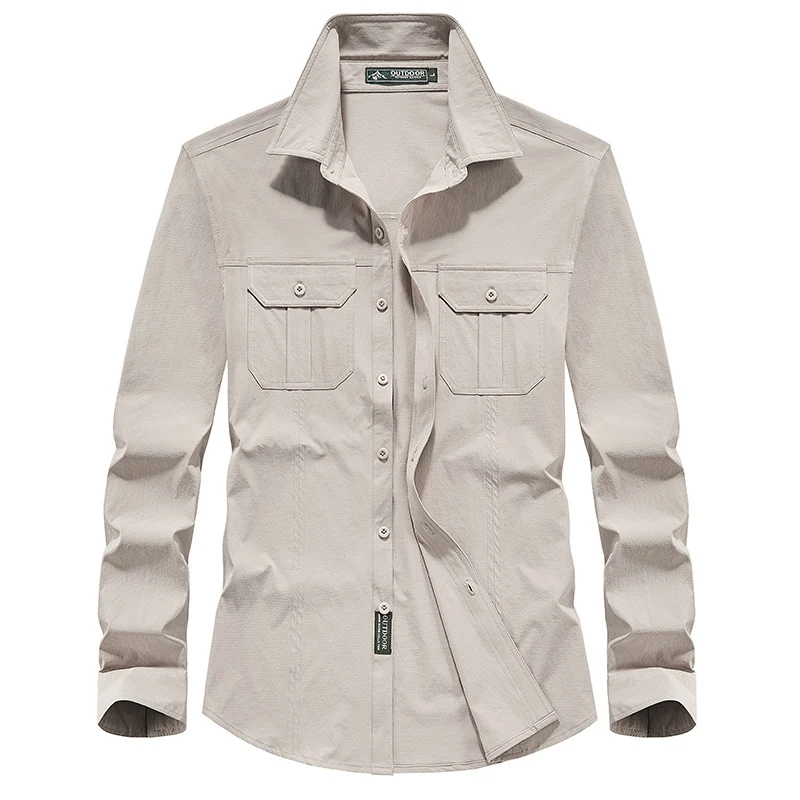 Herren Outdoor-Hemd mit Brustklappen, Ripstop-Gewebe und Regular-Fit Nord Taschen