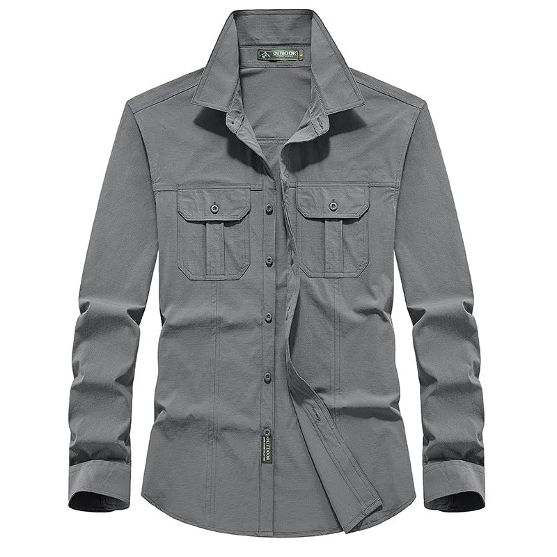 Herren Outdoor-Hemd mit Brustklappen, Ripstop-Gewebe und Regular-Fit Nord Taschen