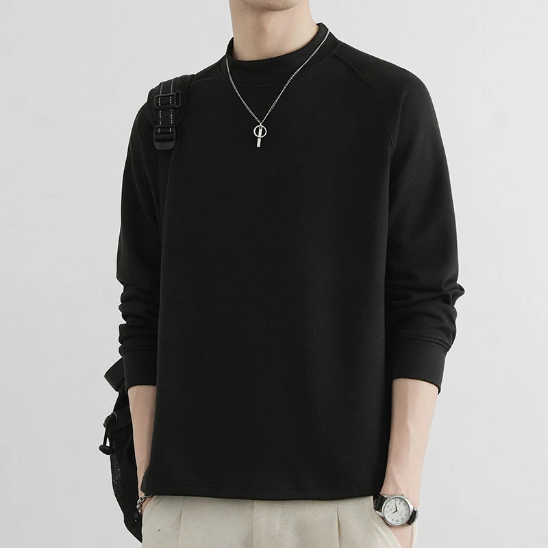 Herren Minimalistisches Mockneck-Sweatshirt aus Tech‑Fleece mit Raglanärmeln Nord Taschen