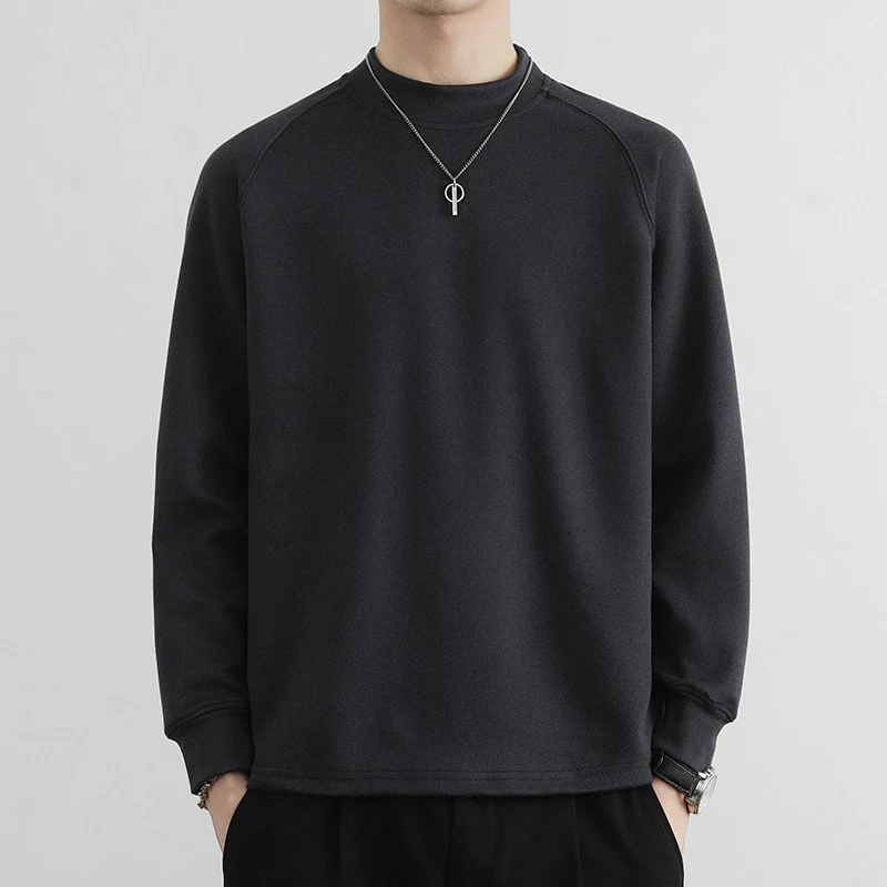 Herren Minimalistisches Mockneck-Sweatshirt aus Tech‑Fleece mit Raglanärmeln Nord Taschen