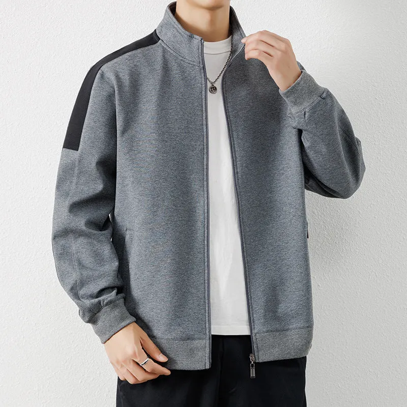 Herren Leichte Zip‑Trainingsjacke im Minimalstil mit Stehkragen und Kontrastpaspel Nord Taschen