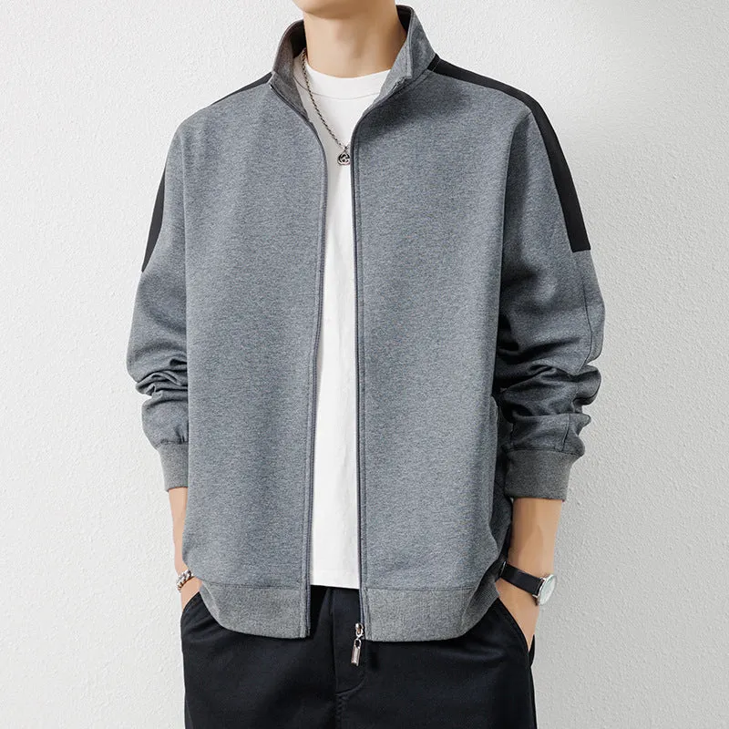Herren Leichte Zip‑Trainingsjacke im Minimalstil mit Stehkragen und Kontrastpaspel Nord Taschen