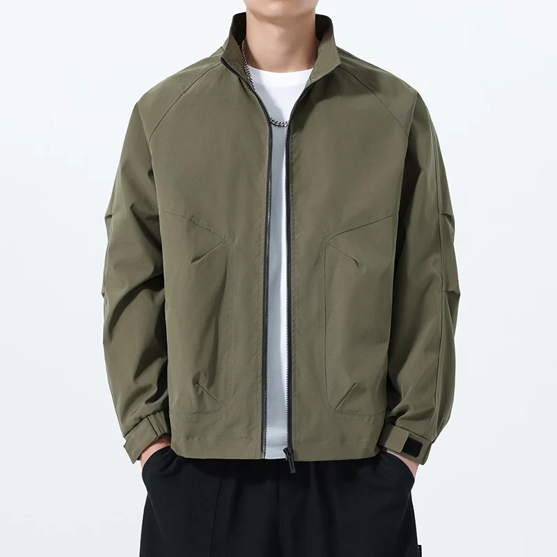 Herren Leichte Utility-Übergangsjacke mit Stehkragen, Raglanärmeln und verstellbaren Klettbündchen Nord Taschen