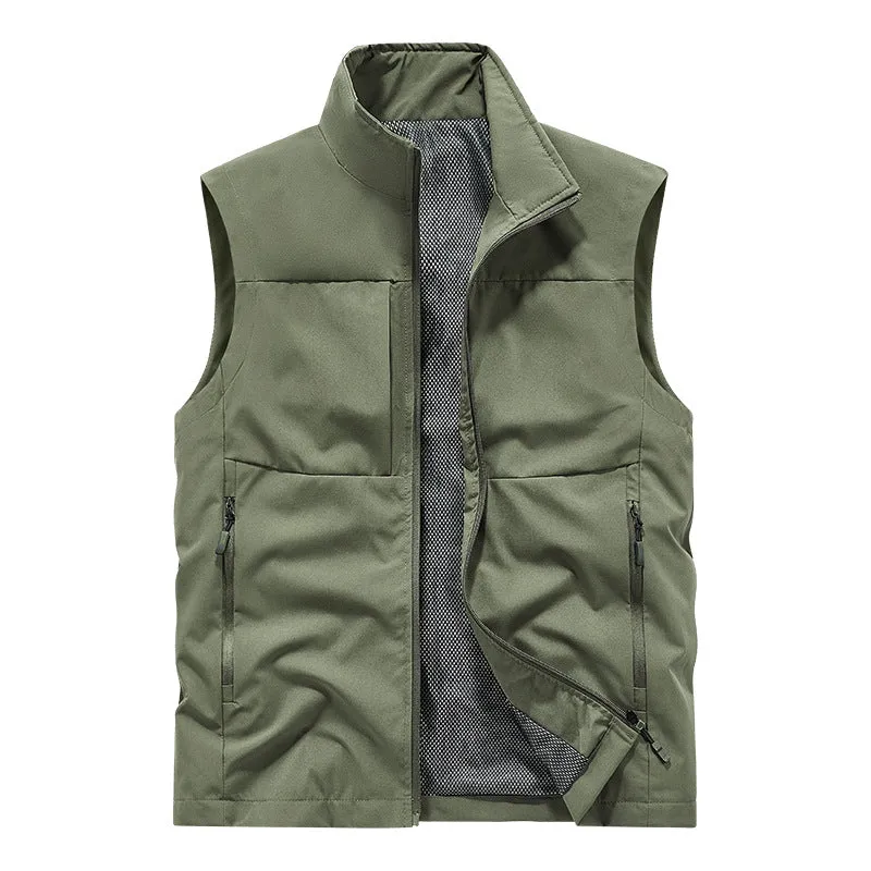 Herren Leichte technische Outdoor‑Weste mit Stehkragen, Netzfutter und Reißverschlusstaschen Nord Taschen