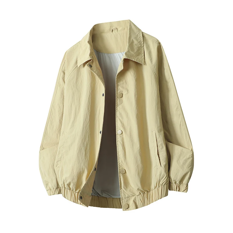 Herren Leichte Hemdkragen-Übergangsjacke mit Druckknopffront und elastischem Saum Nord Taschen