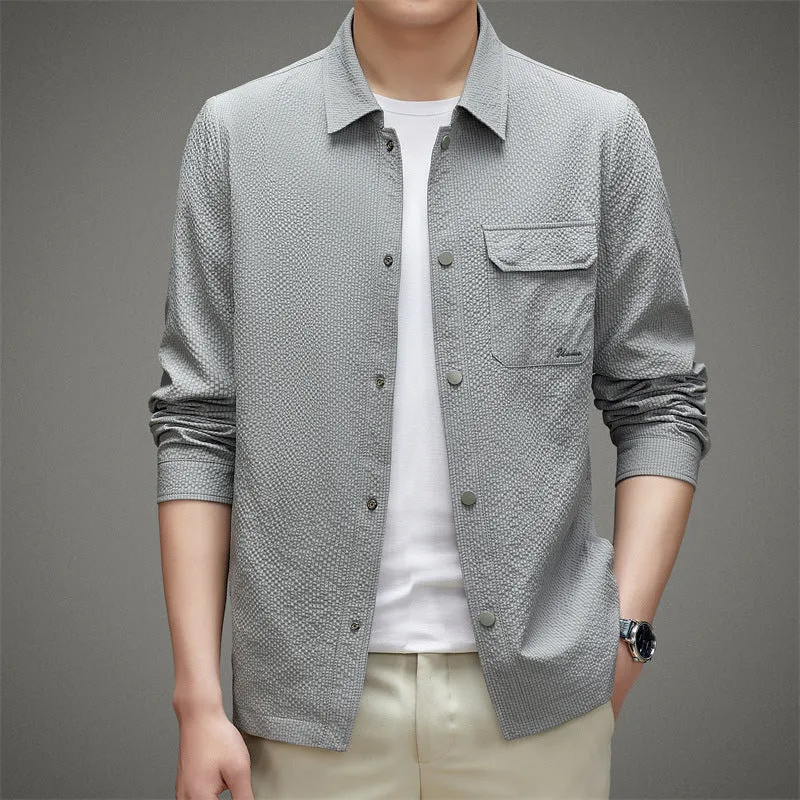 Herren Legeres strukturiertes Overshirt mit Brusttasche und Knopfleiste Nord Taschen