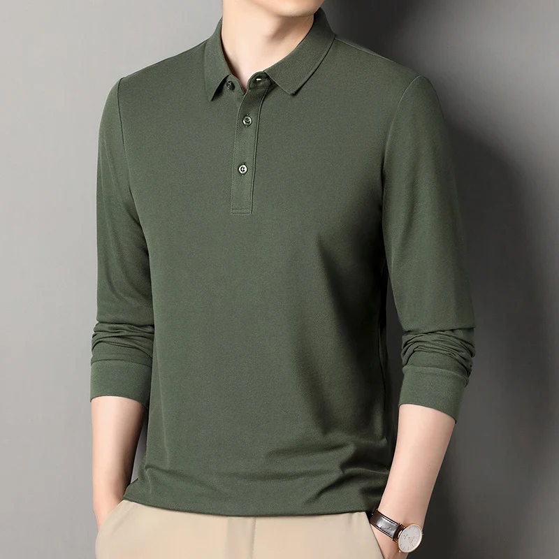 Herren Langarm‑Polo aus atmungsaktivem Baumwoll‑Stretch mit feinem Polokragen Nord Taschen
