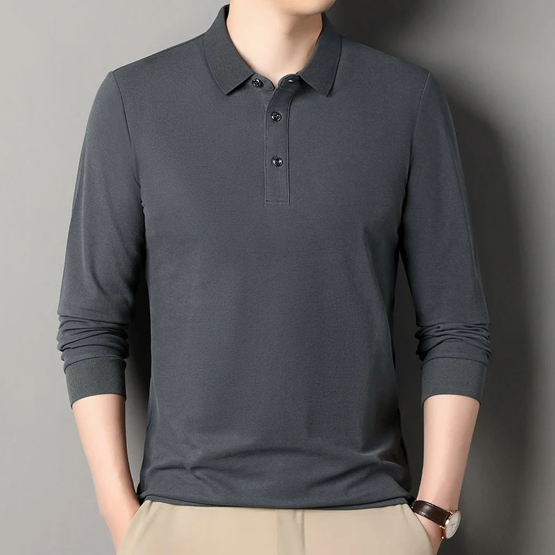 Herren Langarm‑Polo aus atmungsaktivem Baumwoll‑Stretch mit feinem Polokragen Nord Taschen