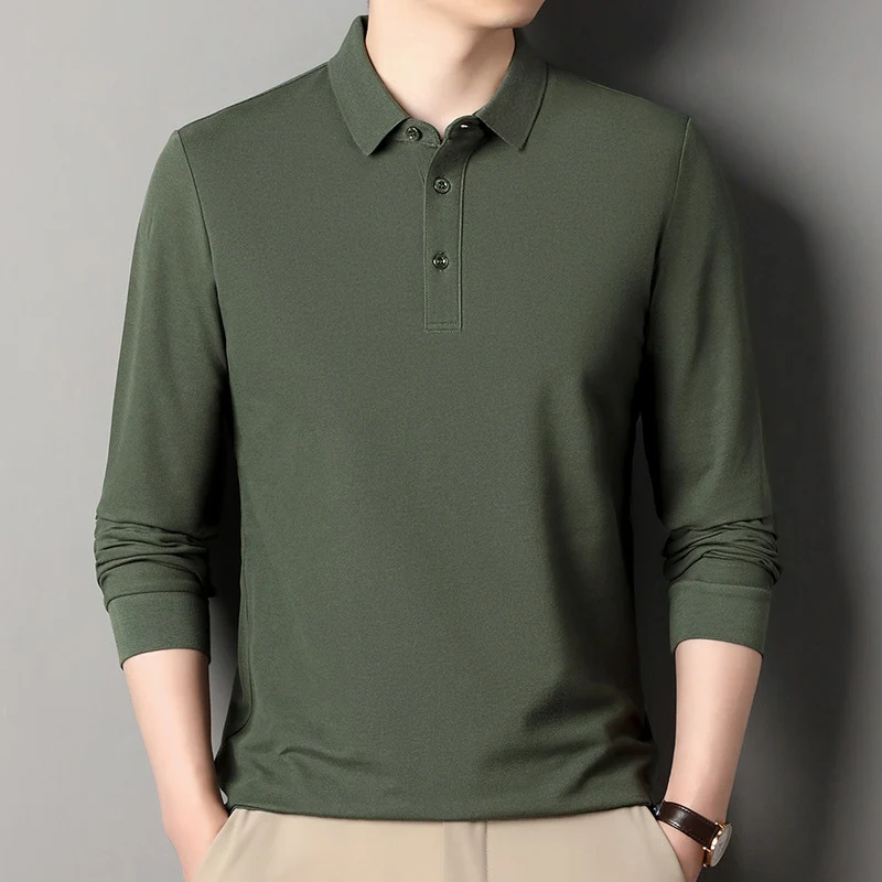 Herren Langarm‑Polo aus atmungsaktivem Baumwoll‑Stretch mit feinem Polokragen Nord Taschen