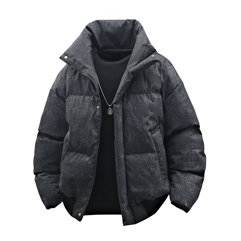 Herren Kurze wattierte Steppjacke mit hohem Stehkragen und matter Strukturoptik Nord Taschen