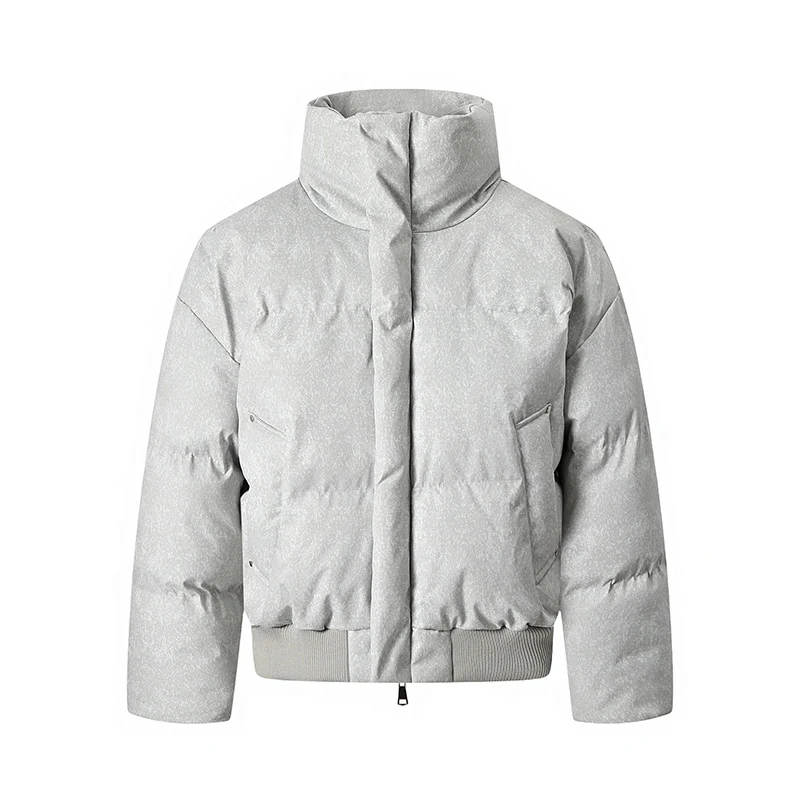 Herren Kurze wattierte Steppjacke mit hohem Stehkragen und matter Strukturoptik Nord Taschen