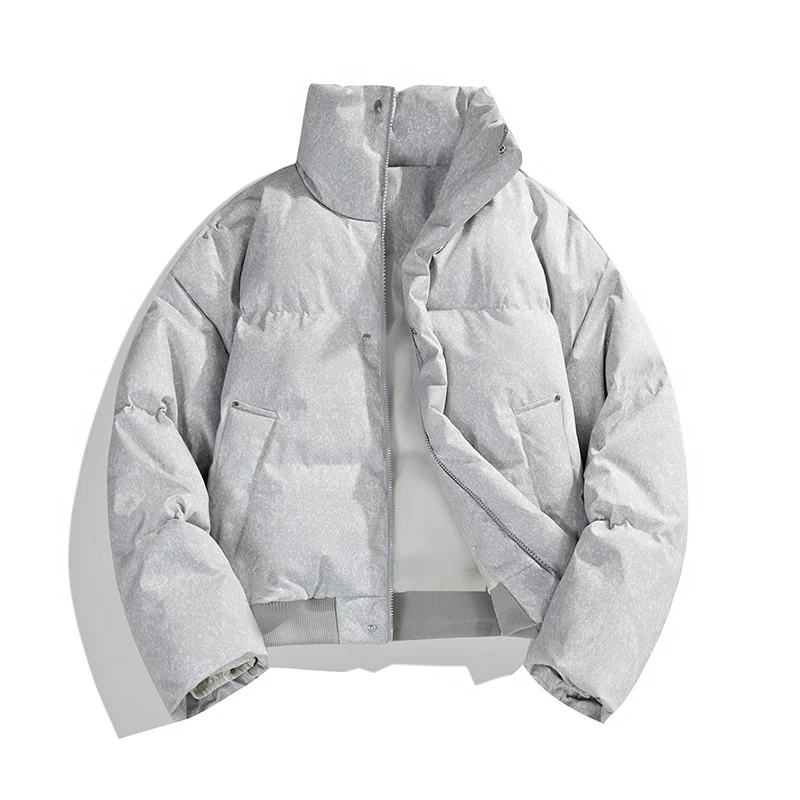 Herren Kurze wattierte Steppjacke mit hohem Stehkragen und matter Strukturoptik Nord Taschen