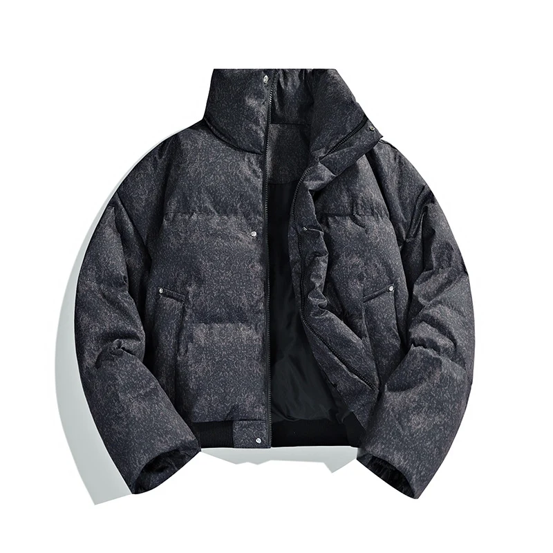 Herren Kurze wattierte Steppjacke mit hohem Stehkragen und matter Strukturoptik Nord Taschen