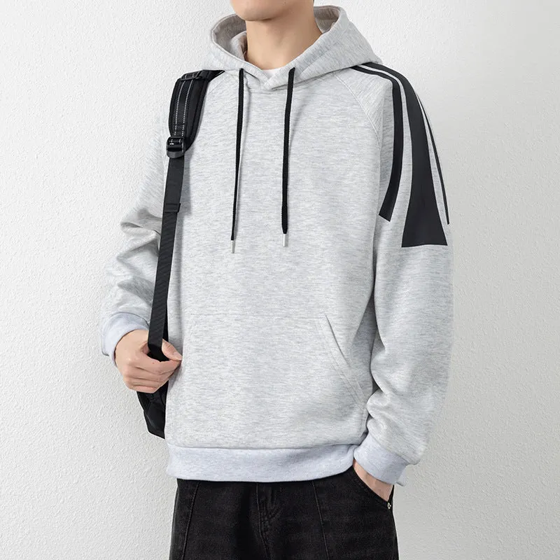 Herren Kapuzenpullover mit Raglanärmeln, Kängurutasche und Kontraststreifen Nord Taschen