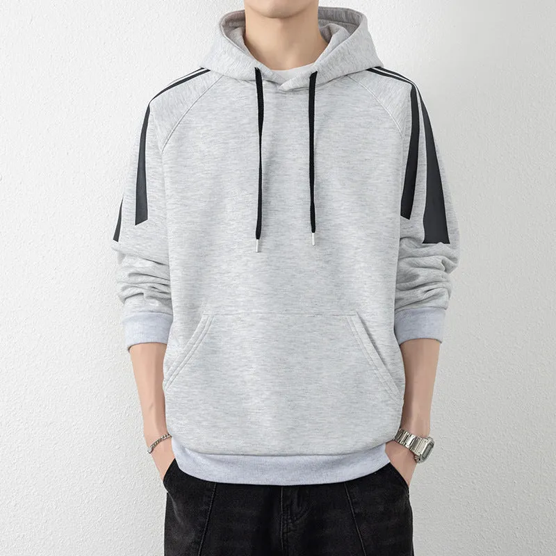 Herren Kapuzenpullover mit Raglanärmeln, Kängurutasche und Kontraststreifen Nord Taschen
