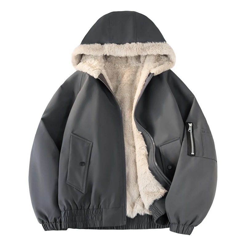Herren Kapuzen-Bomberjacke mit Teddyfutter, wasserabweisender Außenhülle und Utility-Taschen Nord Taschen
