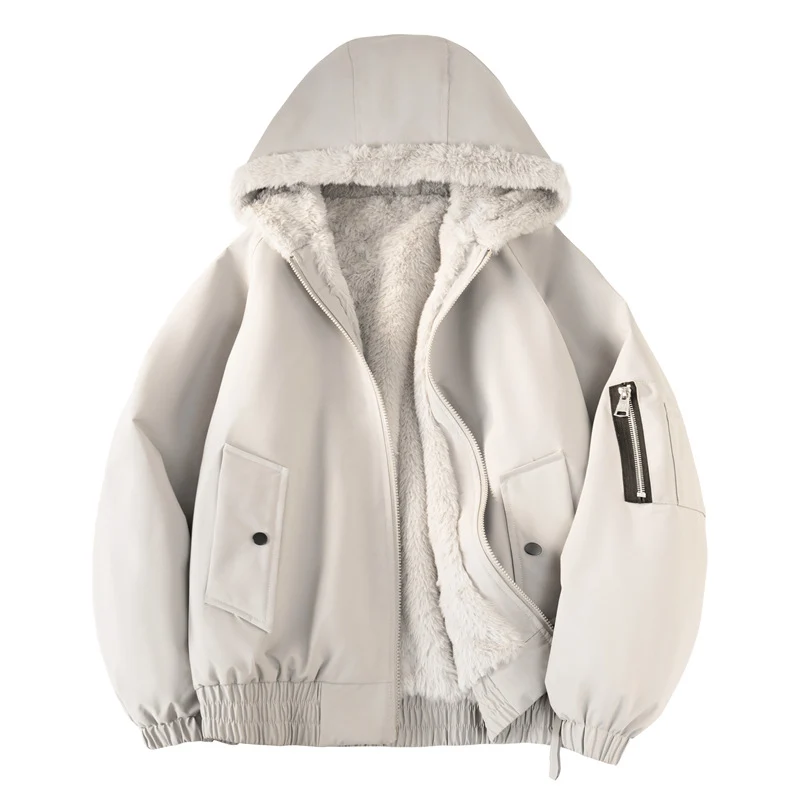 Herren Kapuzen-Bomberjacke mit Teddyfutter, wasserabweisender Außenhülle und Utility-Taschen Nord Taschen